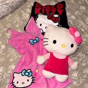 HELLO KITTY LOVER BUNDLE- LARGE HK SWEATSHIRT, HK TOWEL DRESS, LARGE HK PLUSH